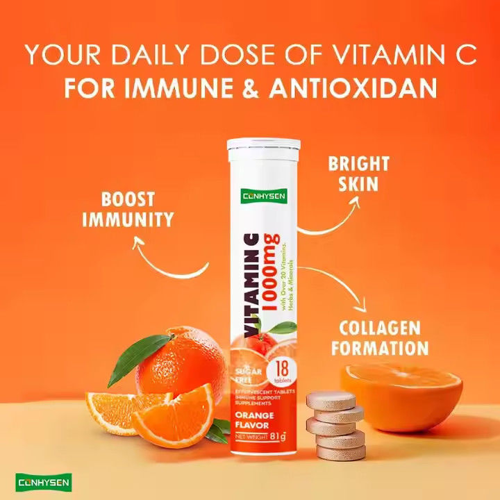 OEM ODM Comprimés effervescents de vitamine C 1000 mg Plus de 20 vitamines Herbes Minéraux Soutien immunitaire