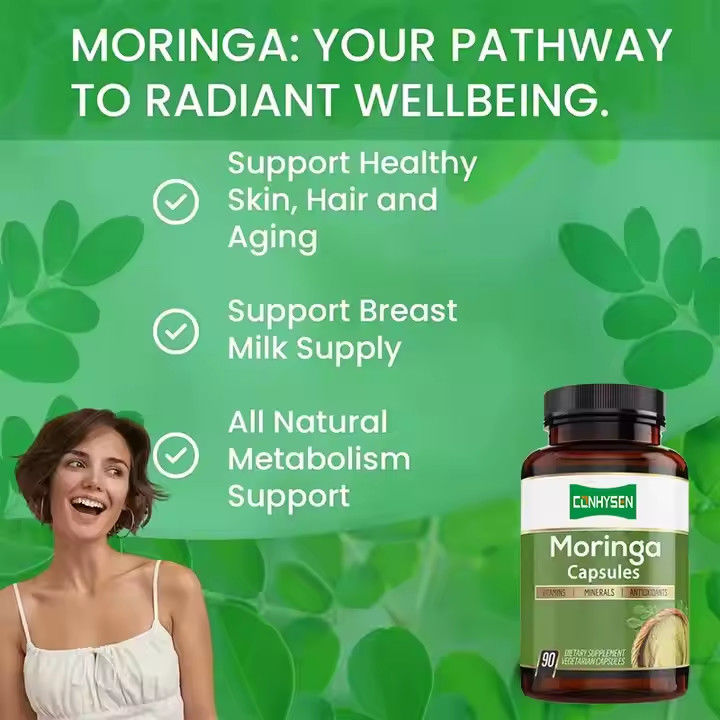 Capsules de Moringa Organique Pure pour le système immunitaire et le renforcement de l' énergie