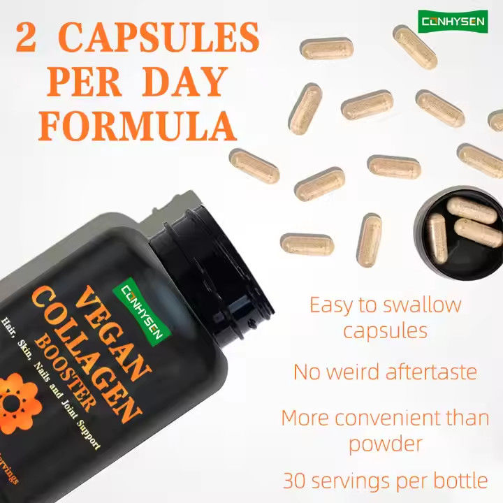 Suppléments de collagène à base de plantes Capsules pour une peau lisse, pour la croissance des cheveux, pour les ongles