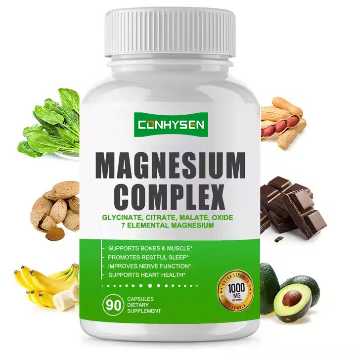 Complément de magnésium complexe en capsules d'oxyde de citrate de glycinate de malate pour soutenir les muscles des os