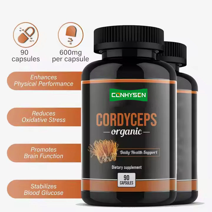 OEM ODM Capsules de cordyceps organiques favorisent la fonction cérébrale Capsules de supplément à base de plantes