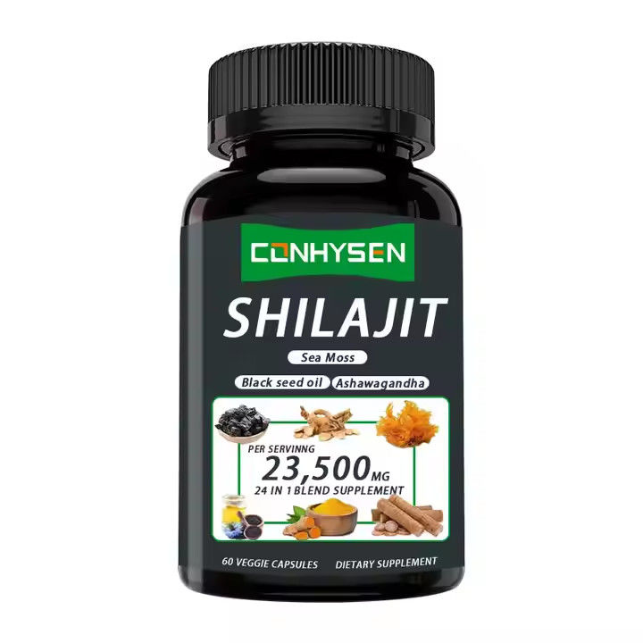 OEM Himalayan Shilajit Capsules d'acide fulvique Minéraux de la mer Mousse acide naturel mélange améliore l'énergie