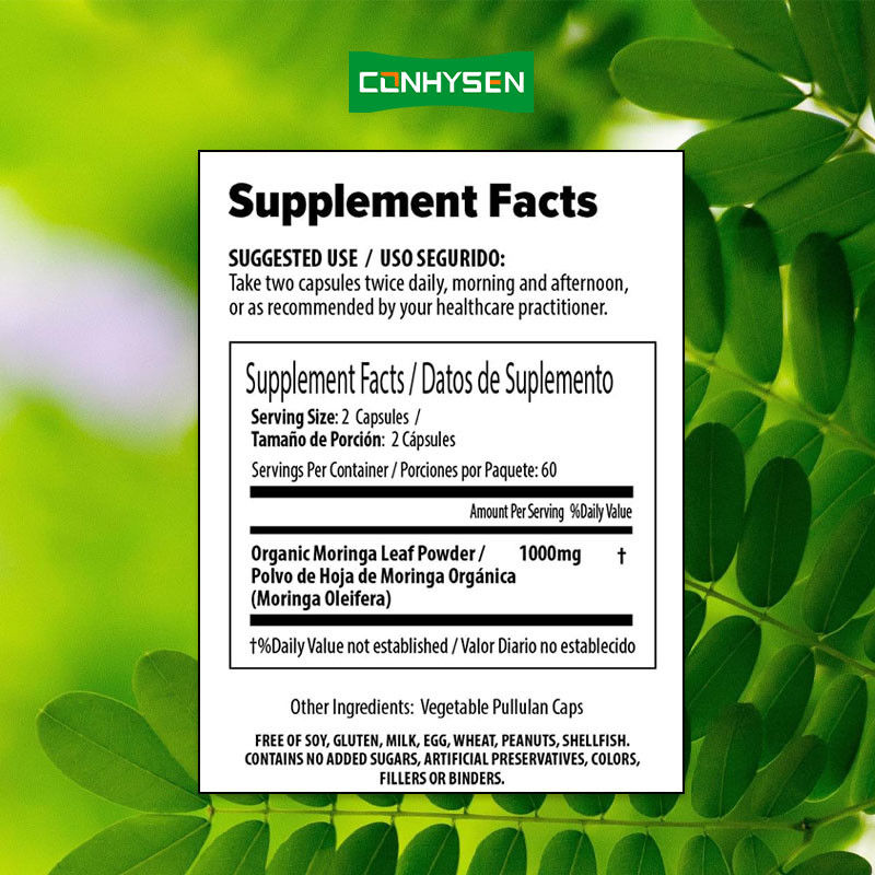 Capsules de Moringa 100% pures sur mesure pour soutenir la gestion du poids