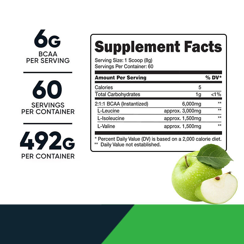 Poudre de BCAA pour la nutrition sportive et la santé, favorise la croissance musculaire et les boissons énergisantes