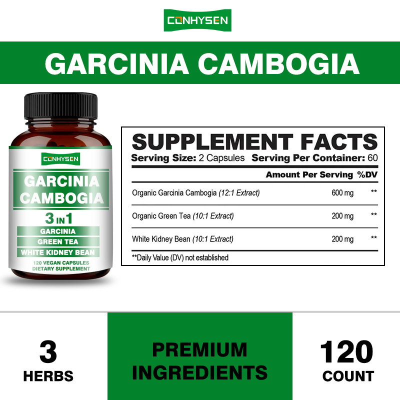 Capsules de Garcinia Cambogia en promotion 3-en-1, capsules végétaliennes favorisant la production d'énergie avec du thé vert