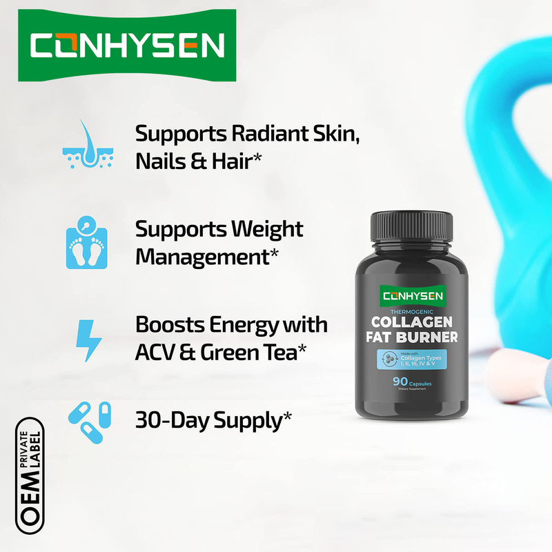 Gélules de peptides de collagène multi-collagène personnalisées, brûleur de graisse, compléments alimentaires, pilule coupe-faim pour adultes, pilules de collagène anti-âge