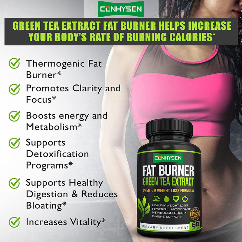 Extrait de thé vert biologique Capsules de perte de poids avec grains de café vert Suppléments de perte de poids naturels brûleur de graisse