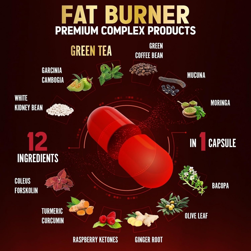 Extra-force brûleur de graisse 12 en 1 pour les femmes Capsules végétaliennes avec thé vertGarcinia Cambogia Blanc Renal Favaire de métabolisme de soutien de la digestion