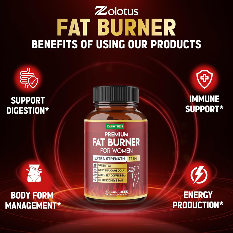 Extra-force brûleur de graisse 12 en 1 pour les femmes Capsules végétaliennes avec thé vertGarcinia Cambogia Blanc Renal Favaire de métabolisme de soutien de la digestion