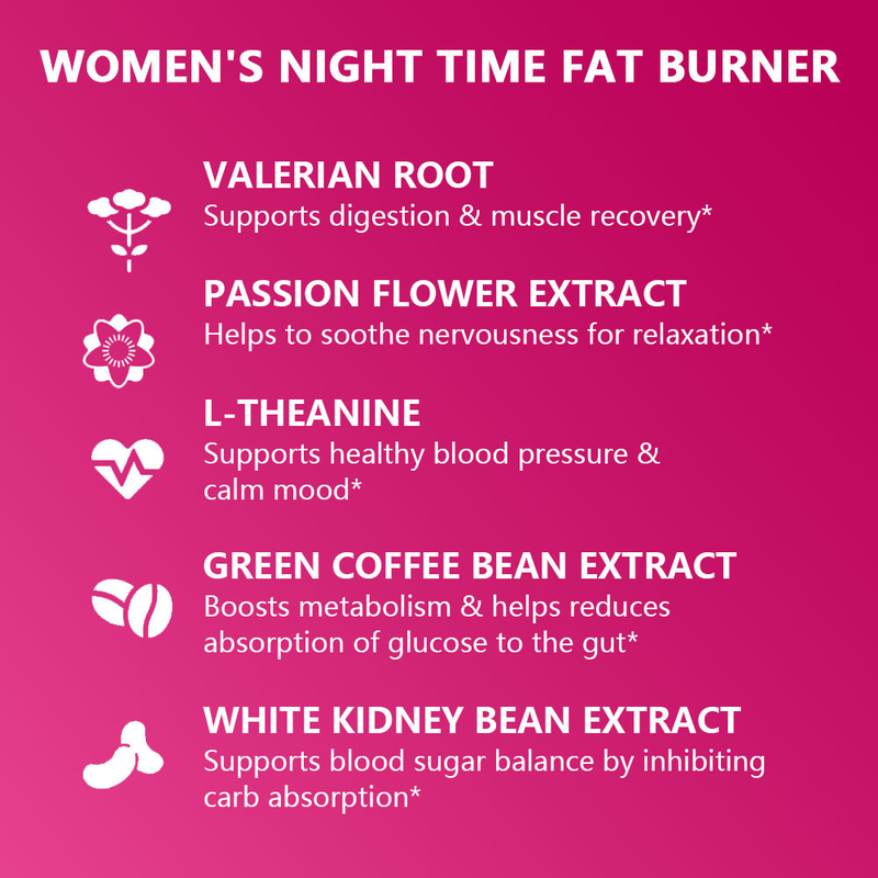 Étiquettes privées Capsules de brûleur de graisse de nuit pour femmes avec vitamine D soutient la digestion et la récupération musculaire