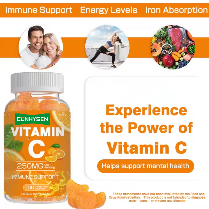 Compléments de vitamine C en gommes pour renforcer le système immunitaire - Complément vitaminique pour adultes - Bonbons à la vitamine C
