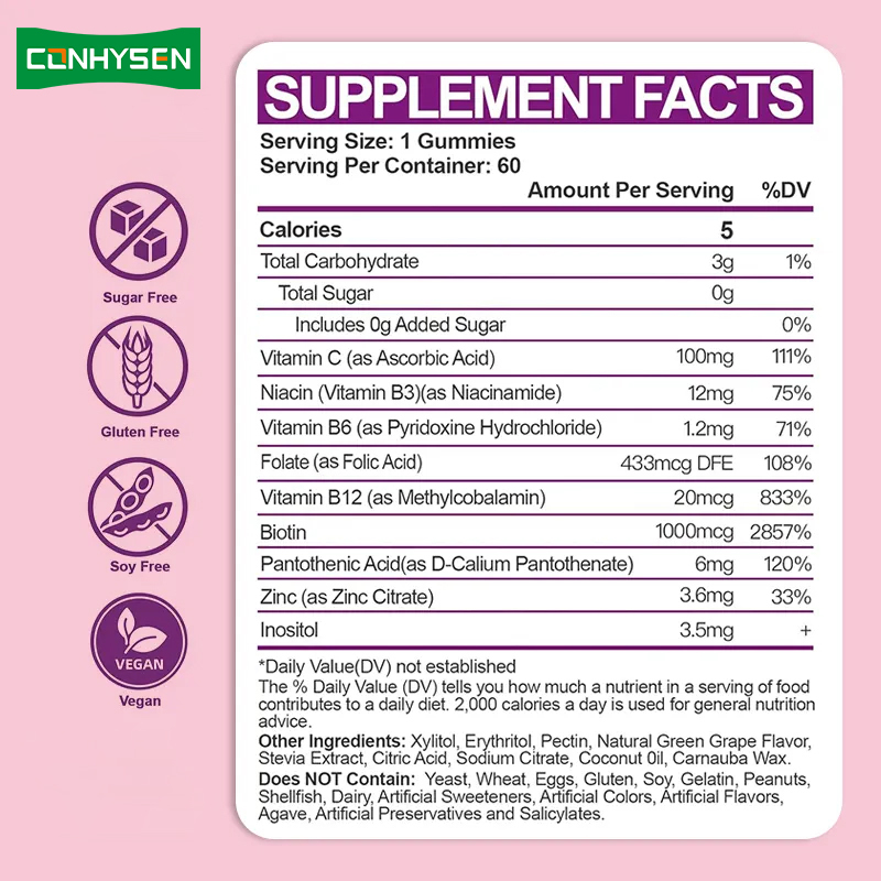 Vitamine B complexe gomme pour renforcer l' immunité Vitamine C Folat complément alimentaire Vitamine B