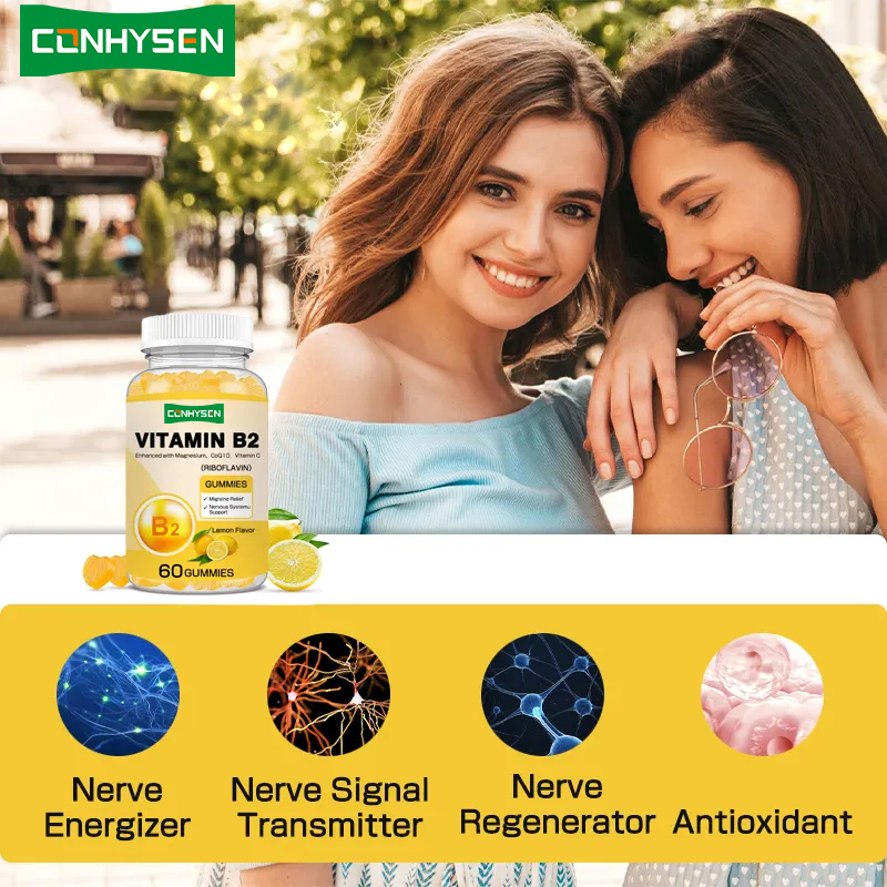 Vitamine B2 Les gommes stimulent le métabolisme énergétique, soutiennent la peau, protègent les yeux, protègent les cellules, sont végétaliennes, riboflavine