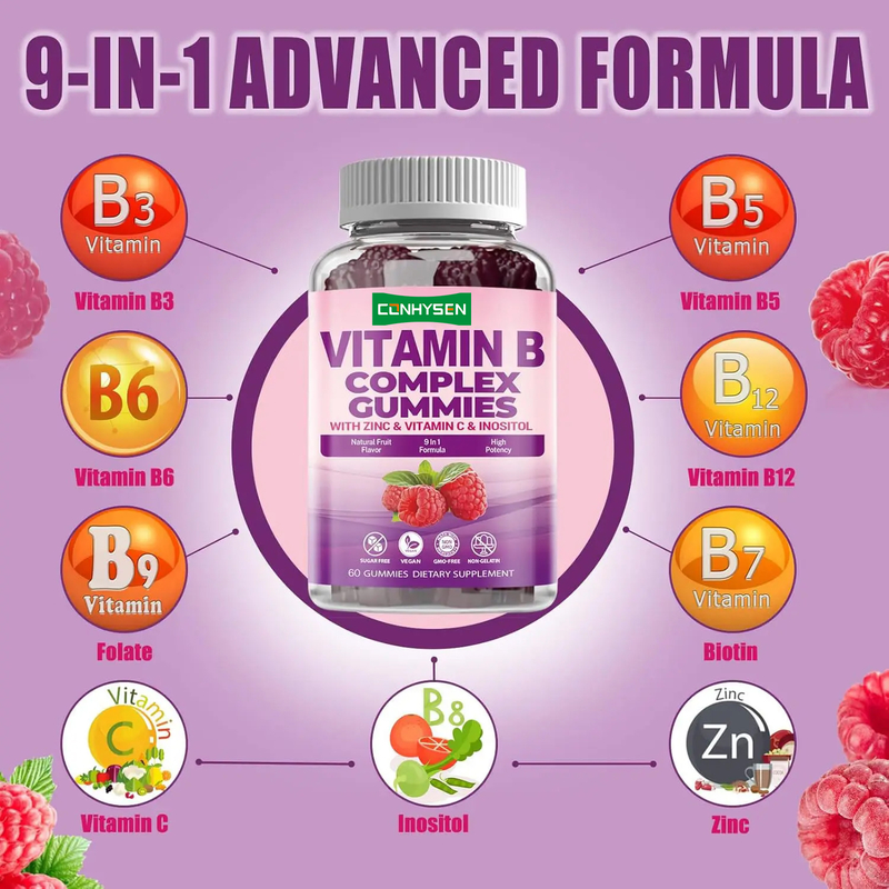 Vitamine B complexe gomme pour renforcer l' immunité vitamine C B6 zinc folate complément alimentaire vitamine B12 bonbons