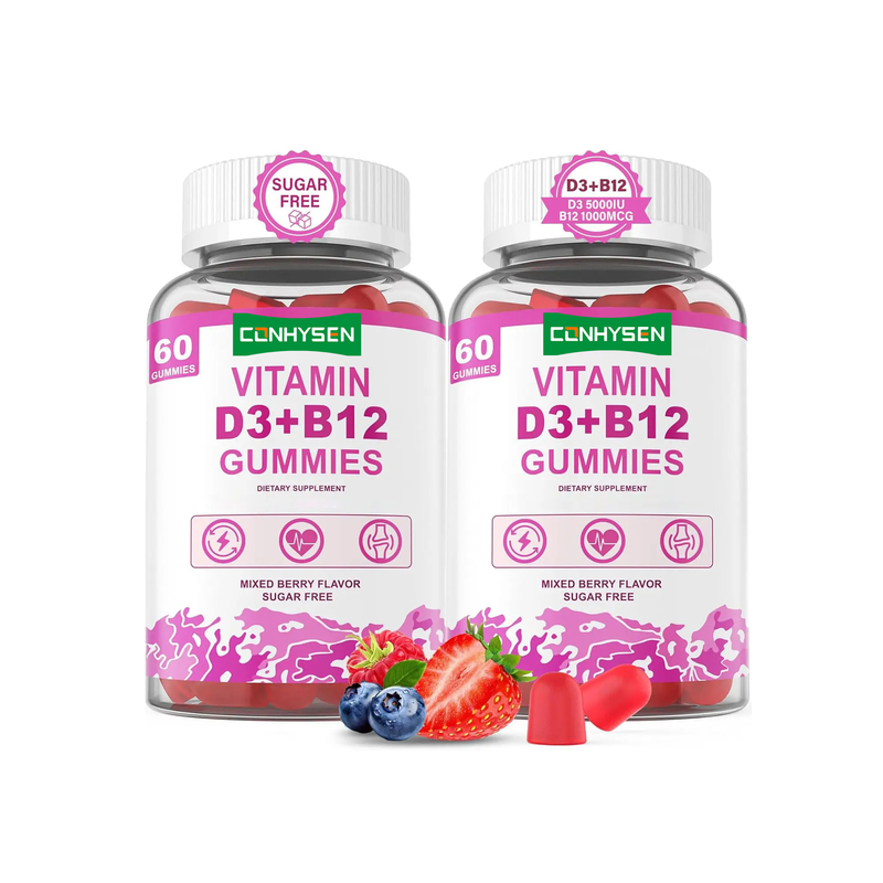 Gummies sans sucre directement de l'usine pour favoriser la vitalité cérébrale et la santé cardiaque globale, avec vitamine D3 et B12