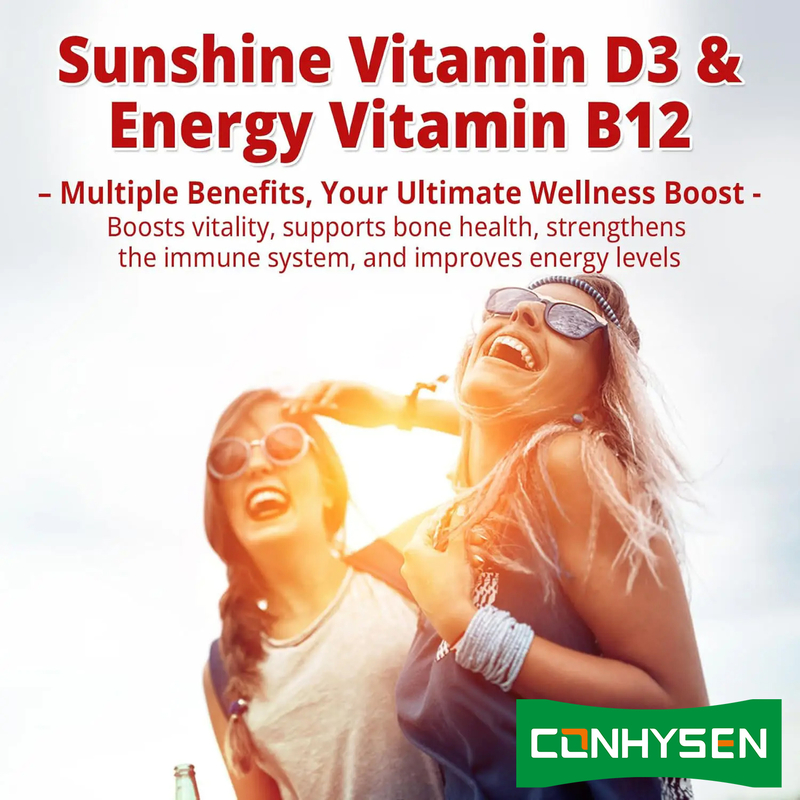 Gummies sans sucre directement de l'usine pour favoriser la vitalité cérébrale et la santé cardiaque globale, avec vitamine D3 et B12