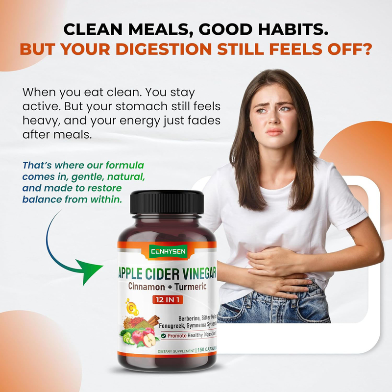 La formule de la capsule de vinaigre de cidre soutient la détoxification et le nettoyage de la digestion énergétique - ACV