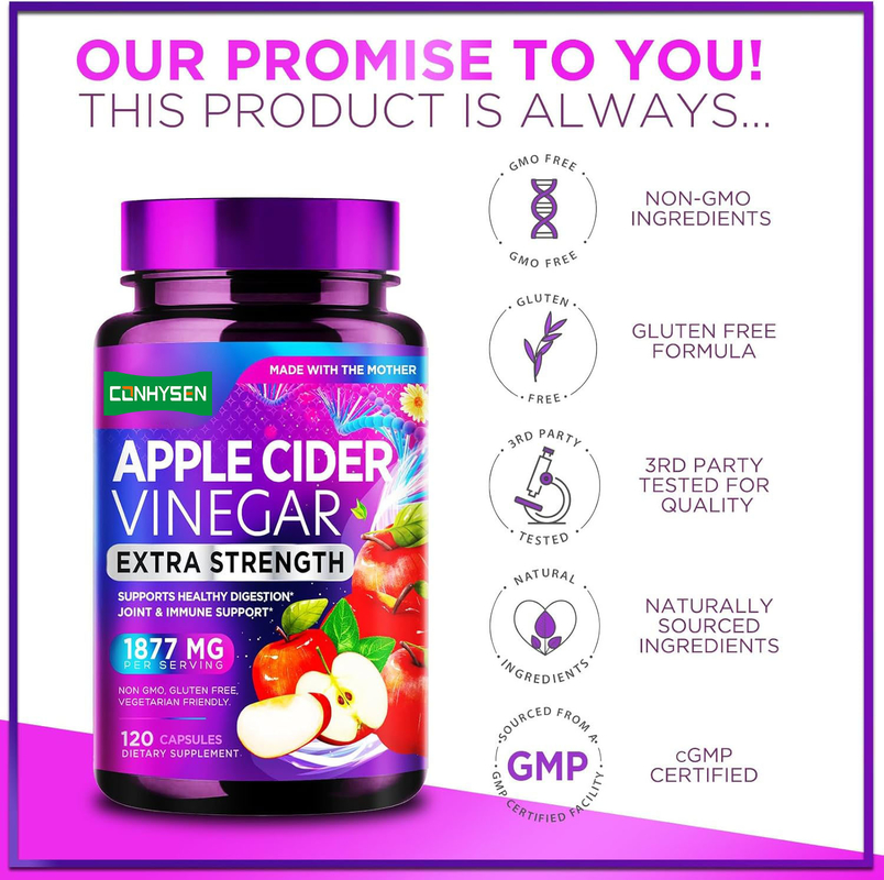 Les capsules de vinaigre de cidre de pomme renforcent la digestion et soutiennent l' immunité.