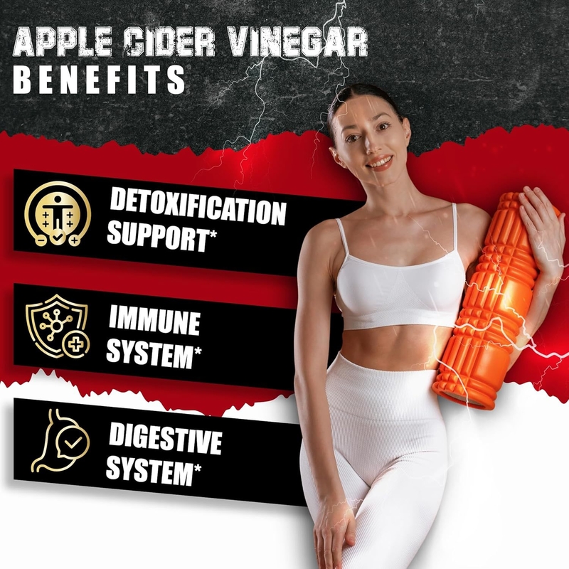 Complexe de vinaigre de cidre de pomme 7 en 1 avec curcuma, gingembre, cétones de framboise : soutient la détoxification, l'immunité et la santé digestive