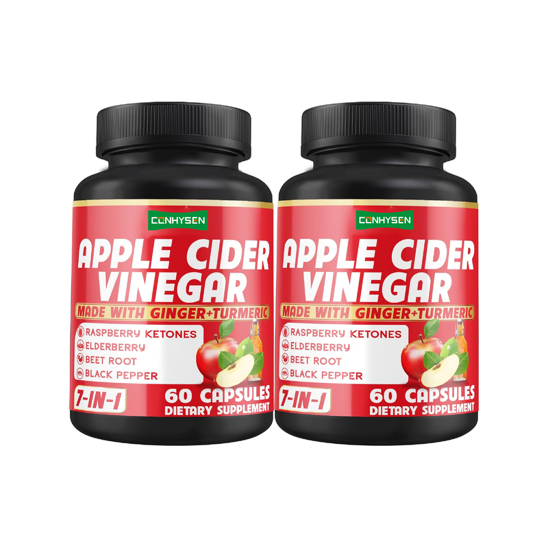 Complexe de vinaigre de cidre de pomme 7 en 1 avec curcuma, gingembre, cétones de framboise : soutient la détoxification, l'immunité et la santé digestive