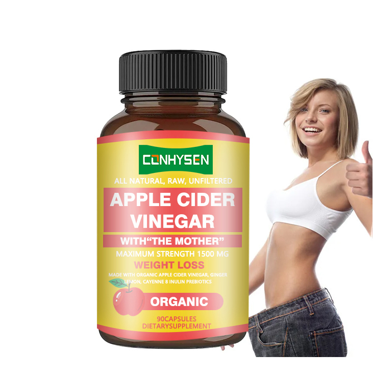 Gélules de vinaigre de cidre de pomme à faible MOQ avec la mère - Force maximale 1500 mg - Gélule pour la perte de poids