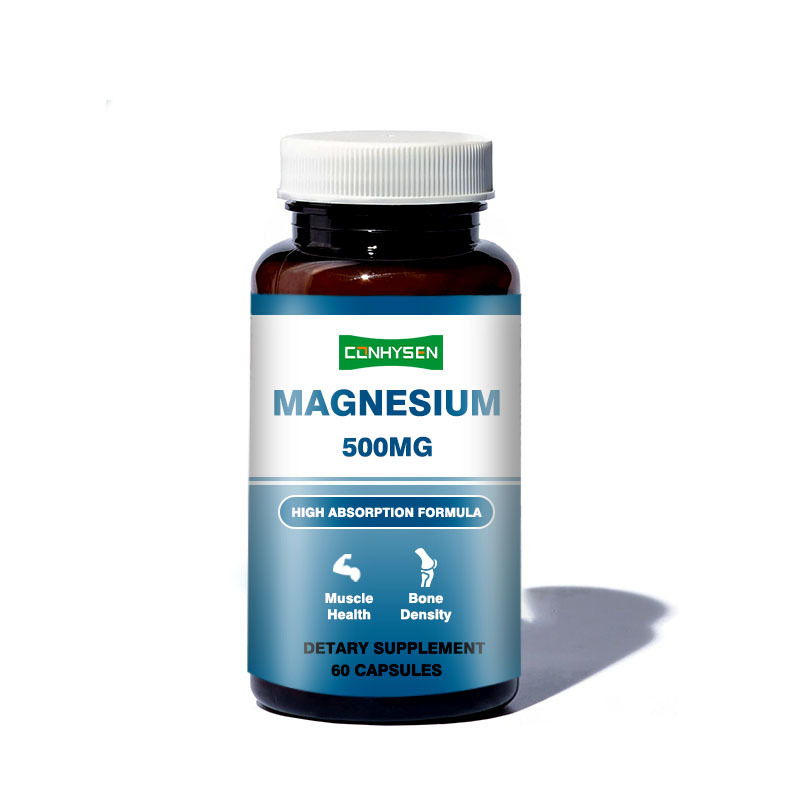 Capsules de magnésium personnalisées de marque 500 mg soutiennent la mémoire et la fonction cérébrale Non OGM