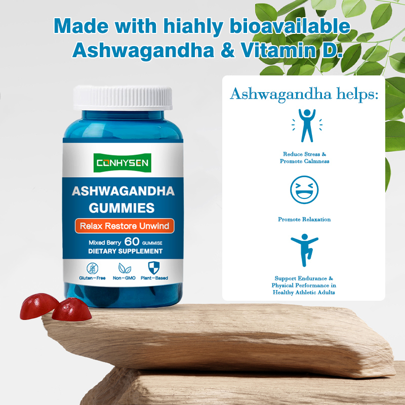 Les gommes d' ashwagandha avec de la vitamine D2 pour soutenir le système immunitaire 18 mois