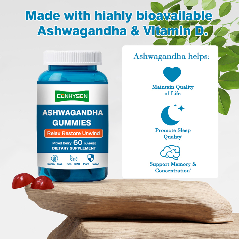 Les gommes d' ashwagandha avec de la vitamine D2 pour soutenir le système immunitaire 18 mois