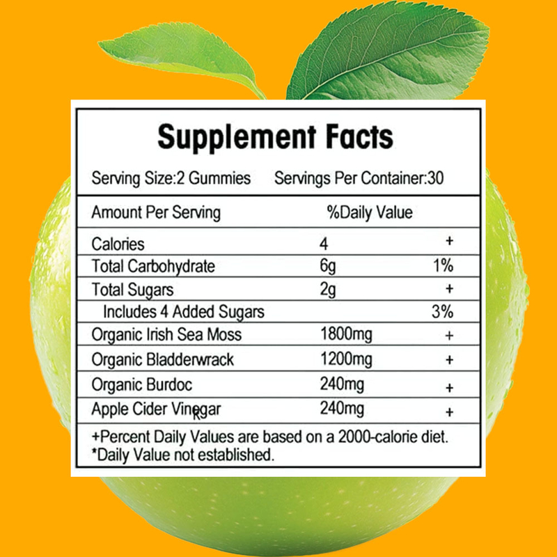 Gummies de mousse de mer au goût de pomme Détox et Nettoyage de marque personnalisée