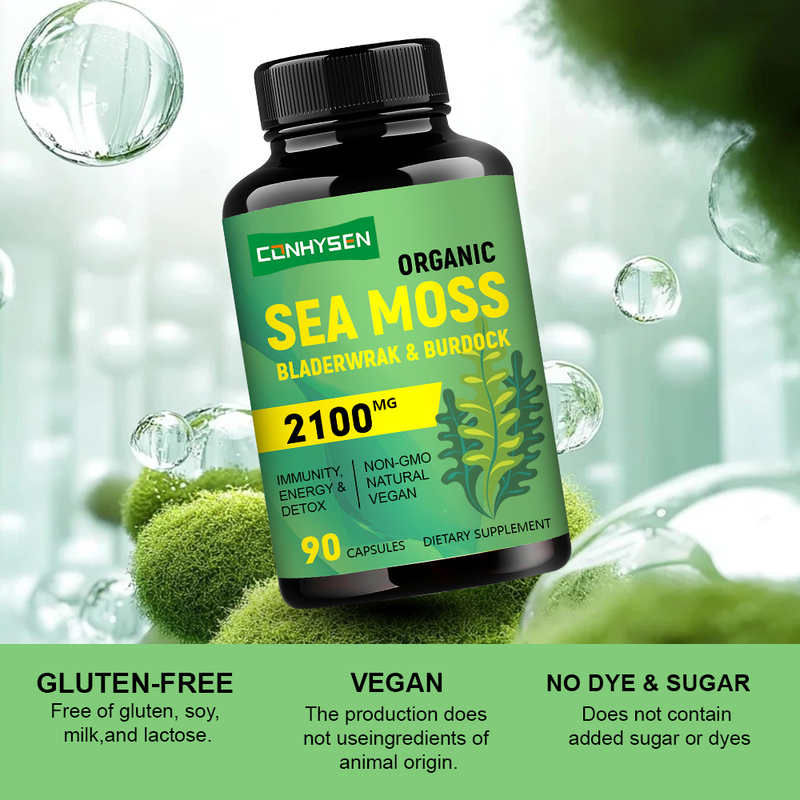 Capsules de mousse de mer naturelle à la marque personnalisée pour stimuler la production d'énergie