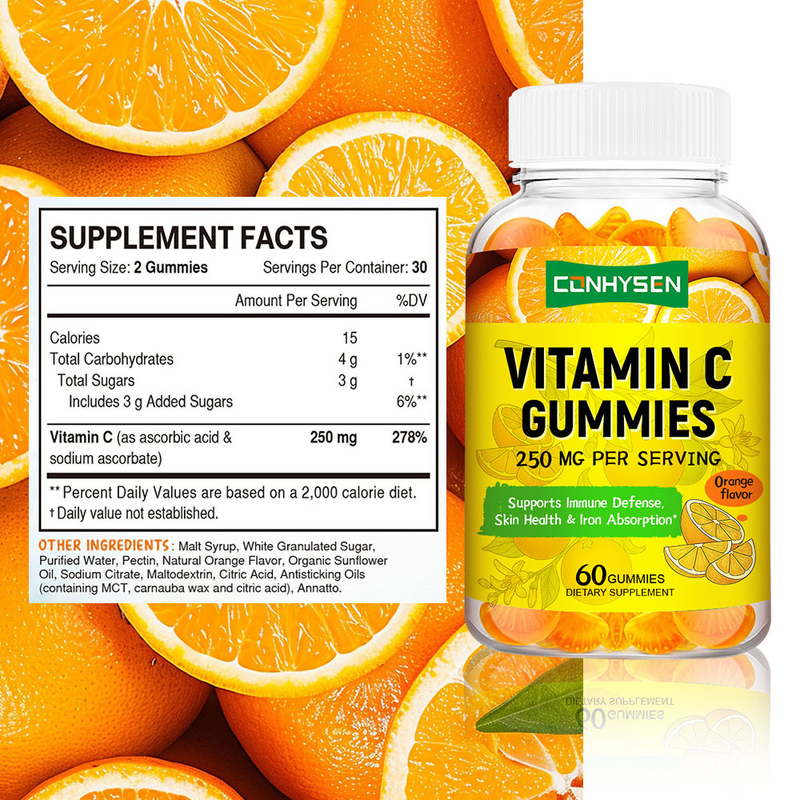 Gélifiés à la vitamine C de marque personnalisée 60 gélifiés pour le soutien anti-inflammatoire Fournisseur