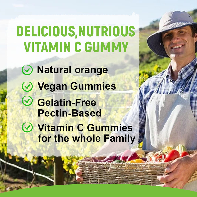 Gummies à la vitamine C, saveur naturelle d'orange, vente en gros d'usine, soutien cardiaque et énergétique