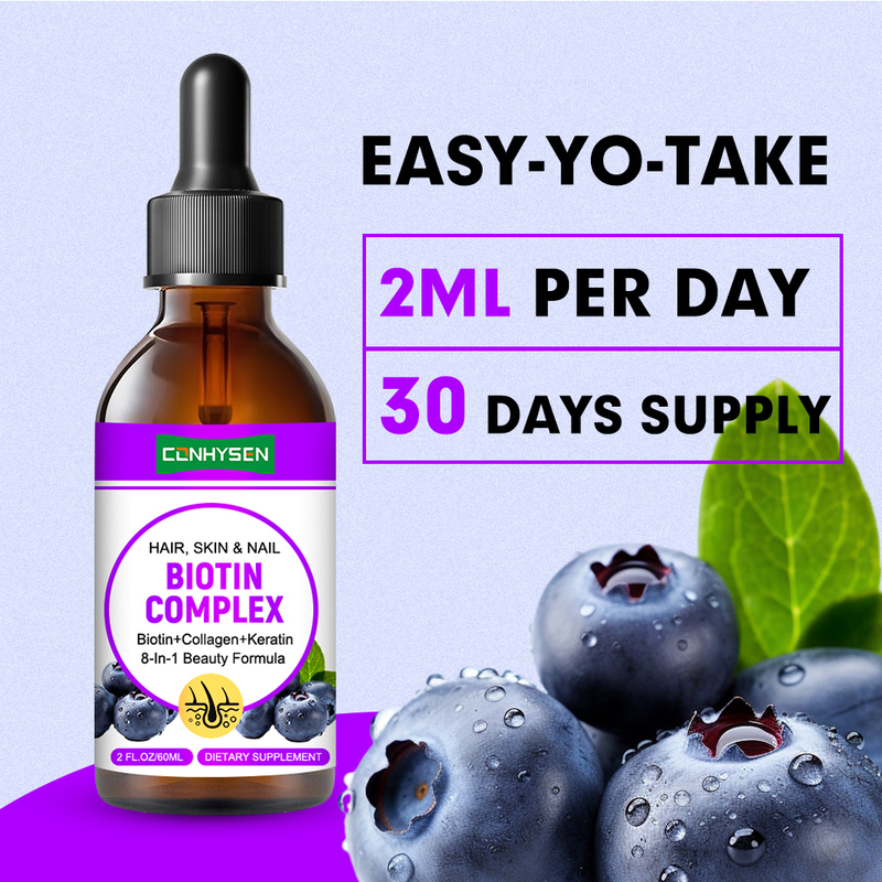 Gouttes liquides de complexe de biotine pour la santé des cheveux, de la peau et des ongles - Soutien de la santé - Vente en gros - Personnalisé