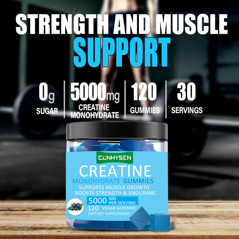 Gummies de créatine monohydrate pré-entraînement sportif personnalisé pour la croissance musculaire - Augmente la masse musculaire - Complément de gummies à la créatine
