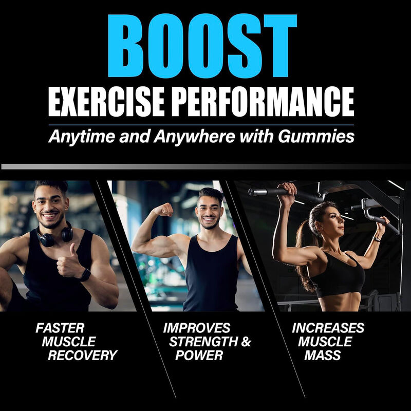 Gummies de créatine monohydrate pré-entraînement sportif personnalisé pour la croissance musculaire - Augmente la masse musculaire - Complément de gummies à la créatine