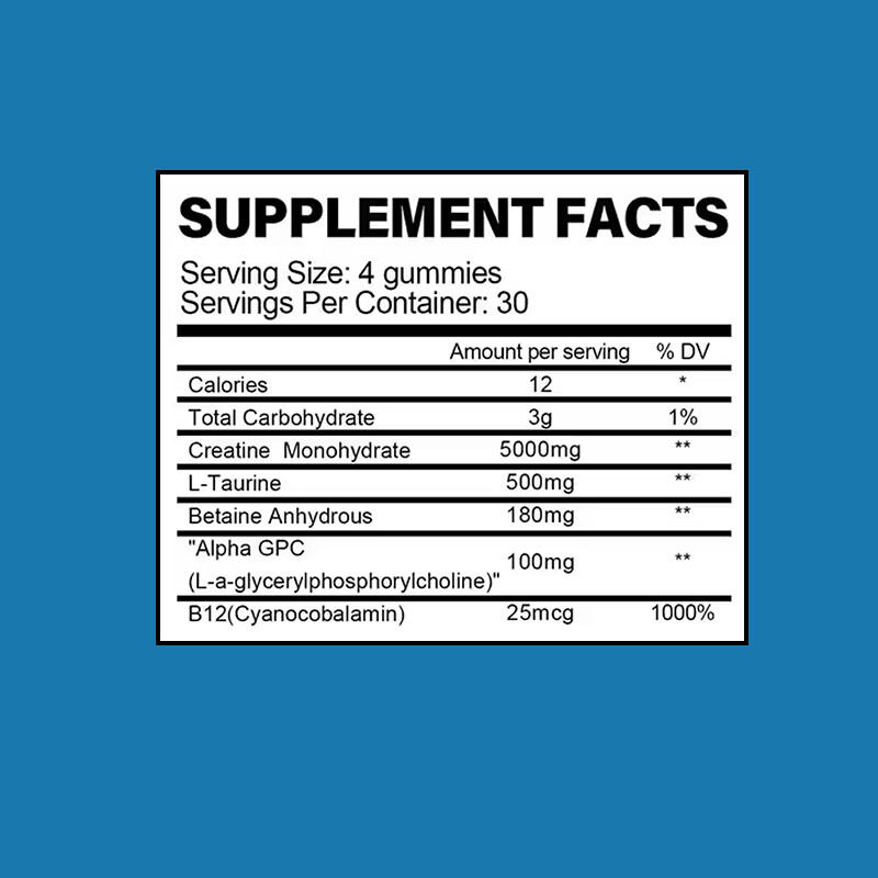 Gommes de créatine monohydrate Custom Sport pré-entraînement pour la croissance musculaire des adultes, pilules pour l'énergie, supplément de créatine