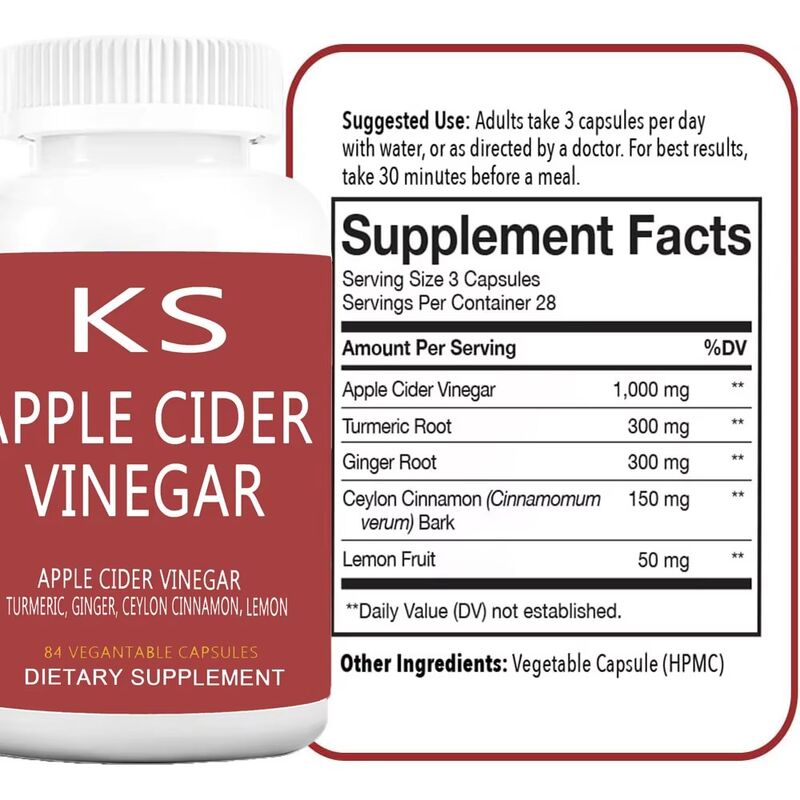 Complément détoxifiant en capsules de vinaigre de cidre de pomme naturel Beworths, poudre nutritionnelle sportive pour une gestion efficace du poids