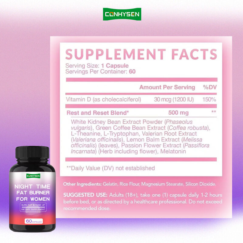 Supplément efficace de perte de poids brûleur de graisse Capsules de perte de poids brûleur de graisse de nuit pour les femmes Supplément de capsules