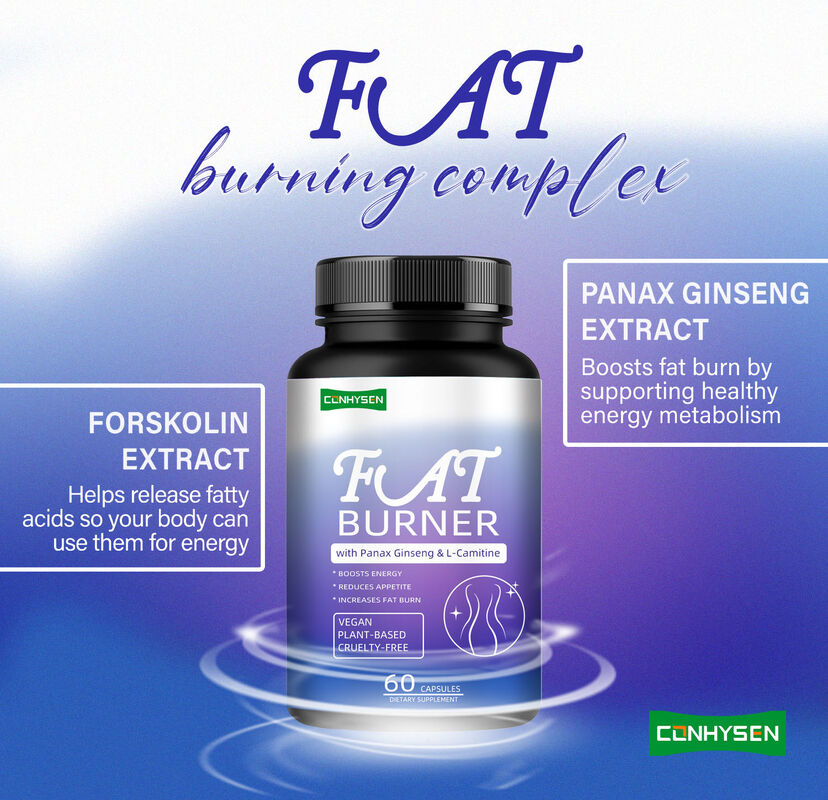 Complément brûleur de graisse de première qualité pour hommes et femmes avec extrait de Panax Ginseng, L-Carnitine 60 fibres alimentaires végétariennes