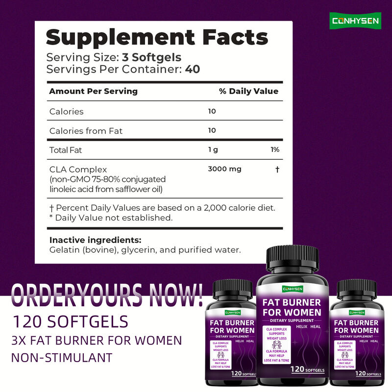 Marque privée Capsules brûle-graisses CLA Complexe Suppléments alimentaires Promule la musculature pour les femmes Pilules de perte de poids Fibre alimentaire