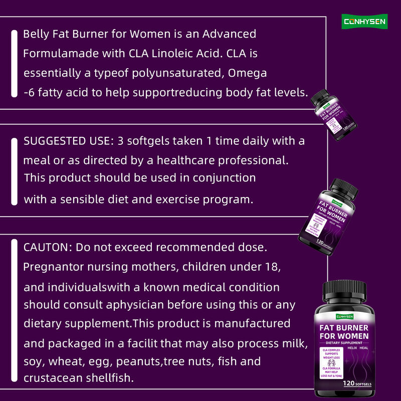 Marque privée Capsules brûle-graisses CLA Complexe Suppléments alimentaires Promule la musculature pour les femmes Pilules de perte de poids Fibre alimentaire