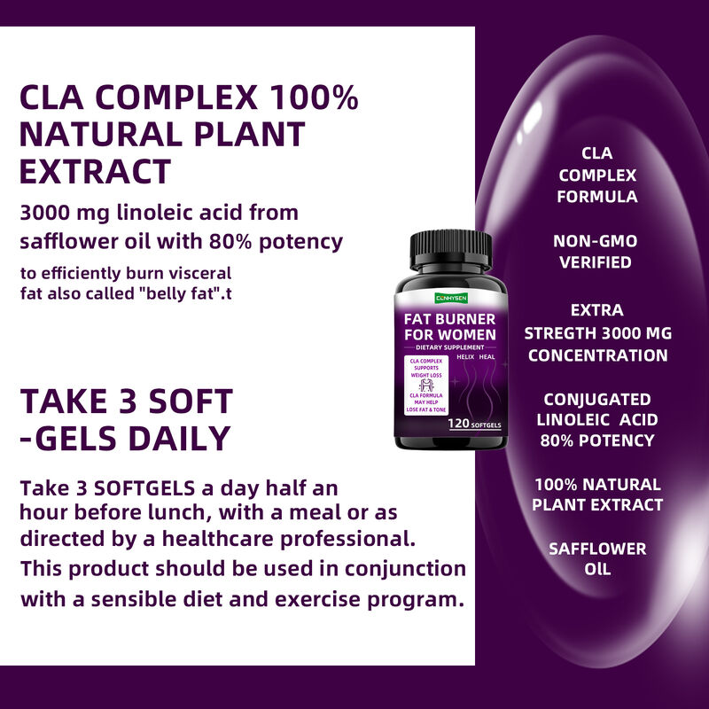 Marque privée Capsules brûle-graisses CLA Complexe Suppléments alimentaires Promule la musculature pour les femmes Pilules de perte de poids Fibre alimentaire