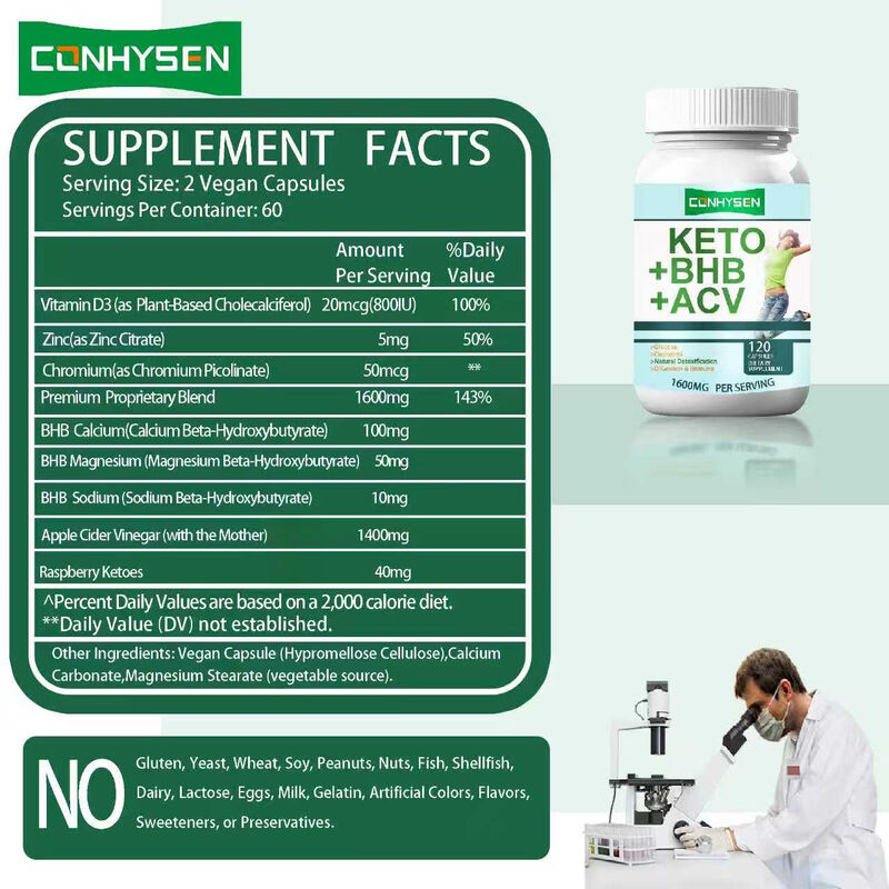 Compléments alimentaires de fibres KETO ACV BHB à marque privée, capsules KETO BHB, compléments de perte de poids, capsules diététiques