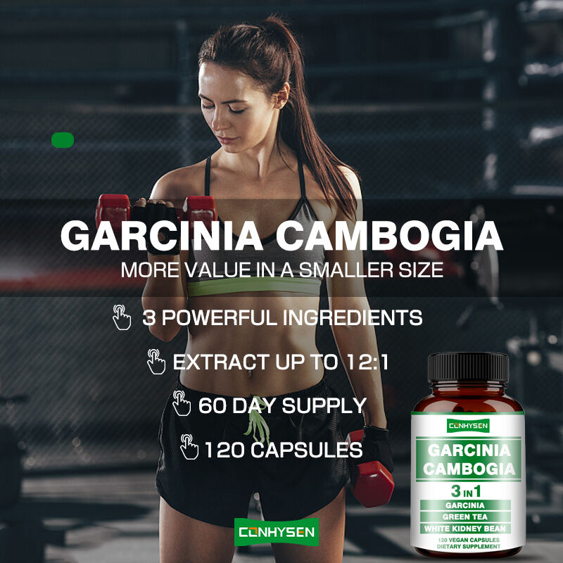 OEM Garcinia Cambogia Capsules pour la production d'énergie soutient l'équilibre du corps Capsules de fibres alimentaires Perte de poids