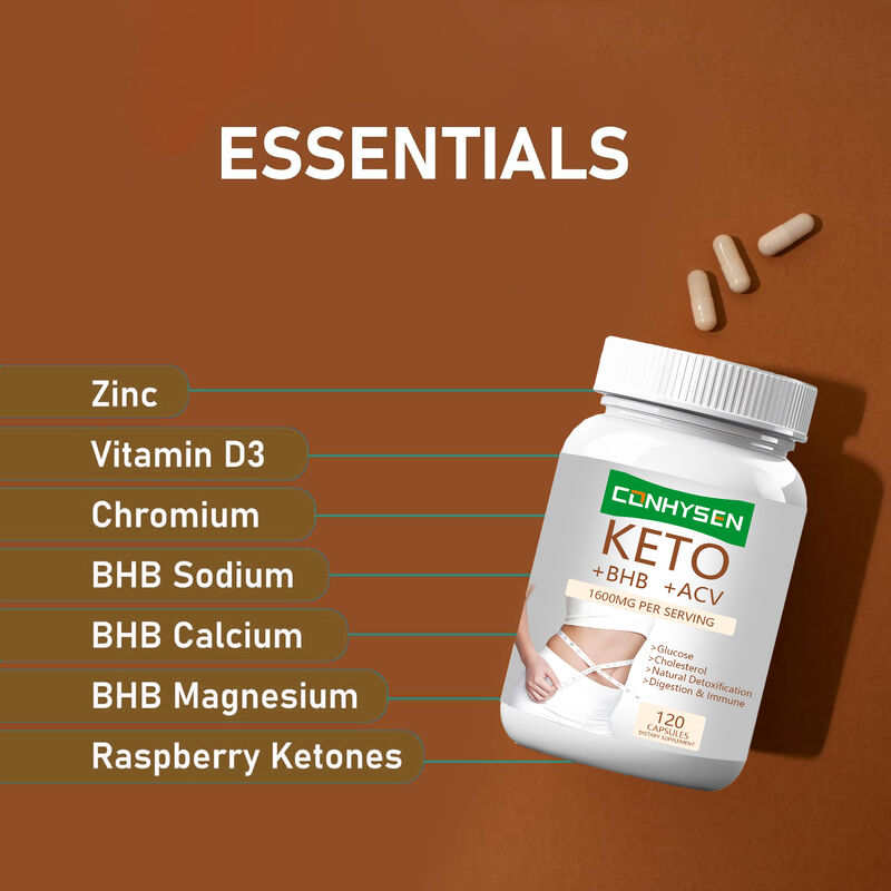 Capsules Keto + ACV + BHB avec BHB et vinaigre de cidre pour le contrôle du poids Augmenter la concentration énergétique brûleur de graisse