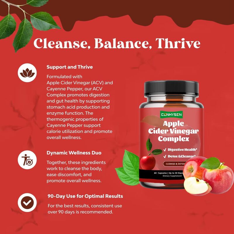 Complément alimentaire vinaigre de cidre de pomme pour le contrôle du poids, marque privée OEM, pour femmes et hommes