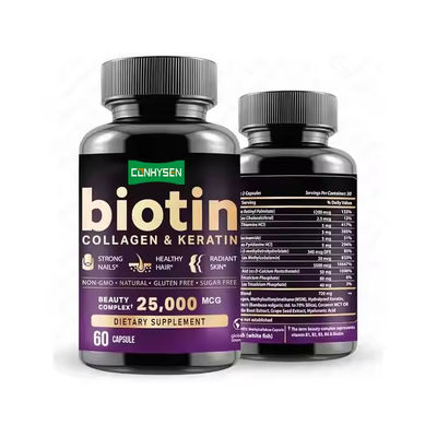 Les capsules de supplément de vitamine collagène biotine favorisent la croissance des ongles et de la peau