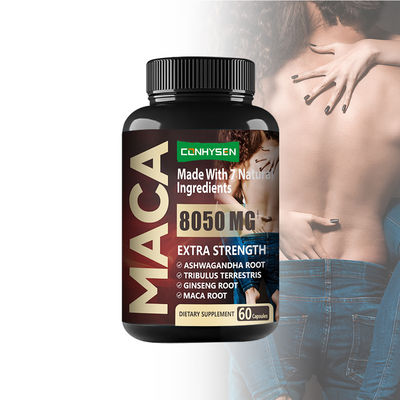 Logo personnalisé Capsules en poudre de racine de maca organique pour le pouvoir de l'homme fort