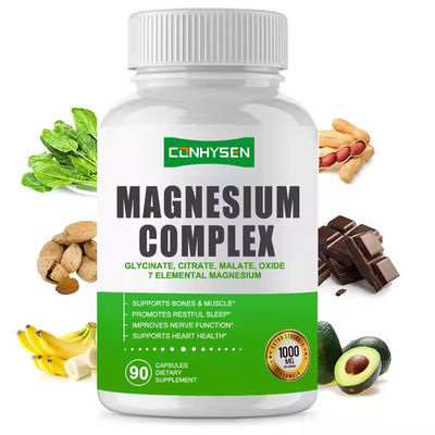 Complément de magnésium complexe en capsules d'oxyde de citrate de glycinate de malate pour soutenir les muscles des os
