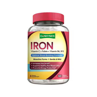 Capsules de fer avec vitamines Supplément de soutien des globules rouges Formation de 60 capsules